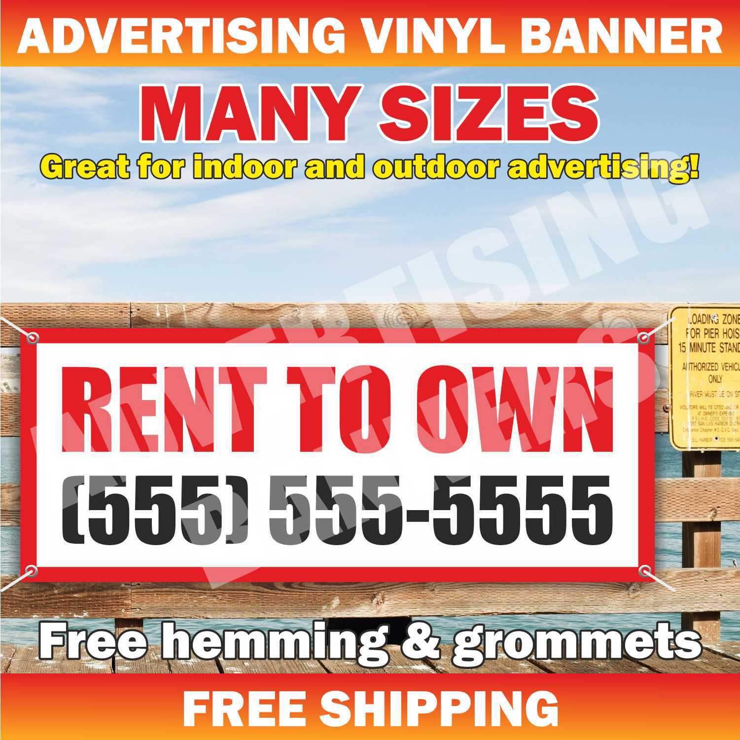 RENT TO OWN Advertising Banner Vinyl Mesh Sign Apartment Room Realtor Space