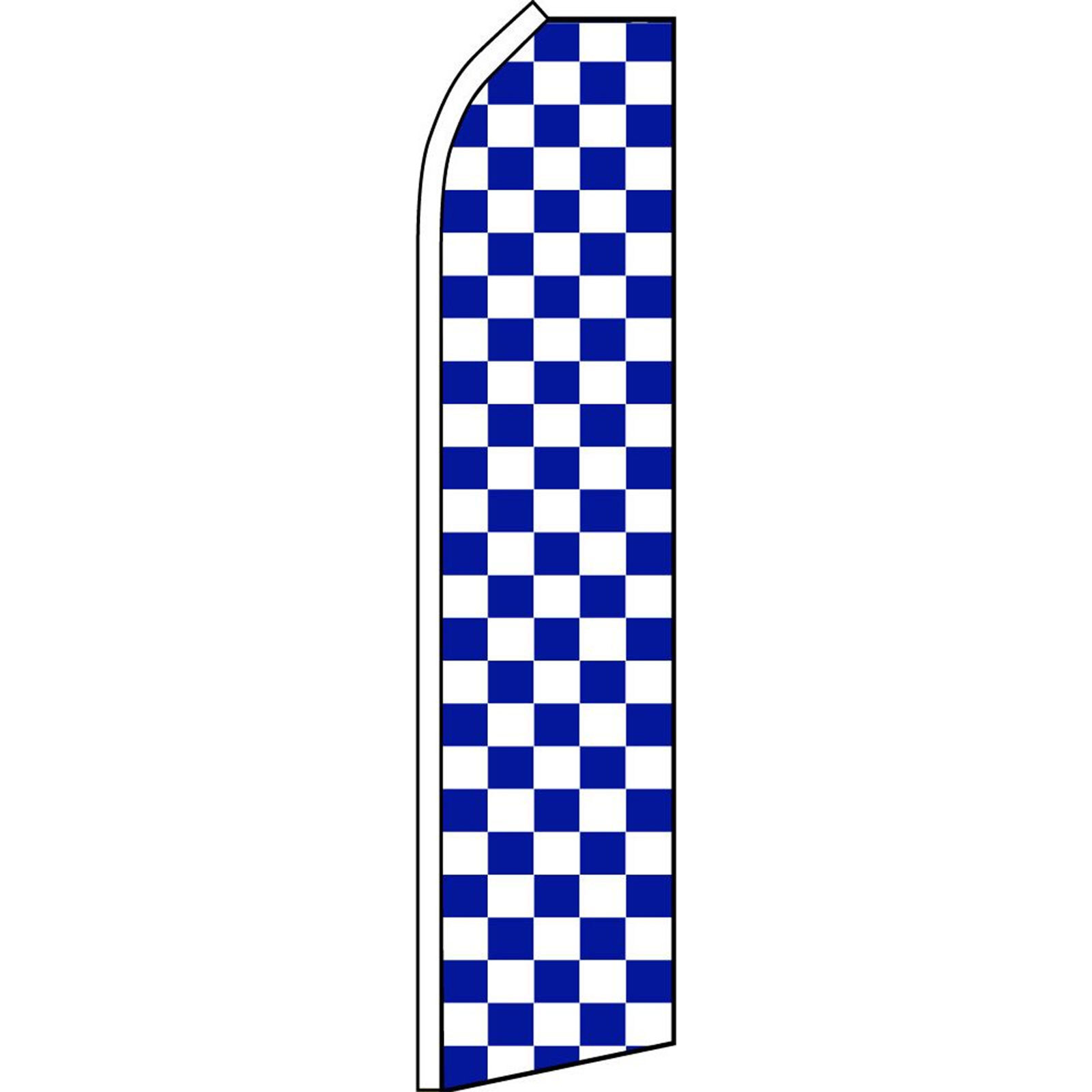 Blue/White Checkered 2 1/2 ft X 11 1/2 ft Polyester Swooper Flag