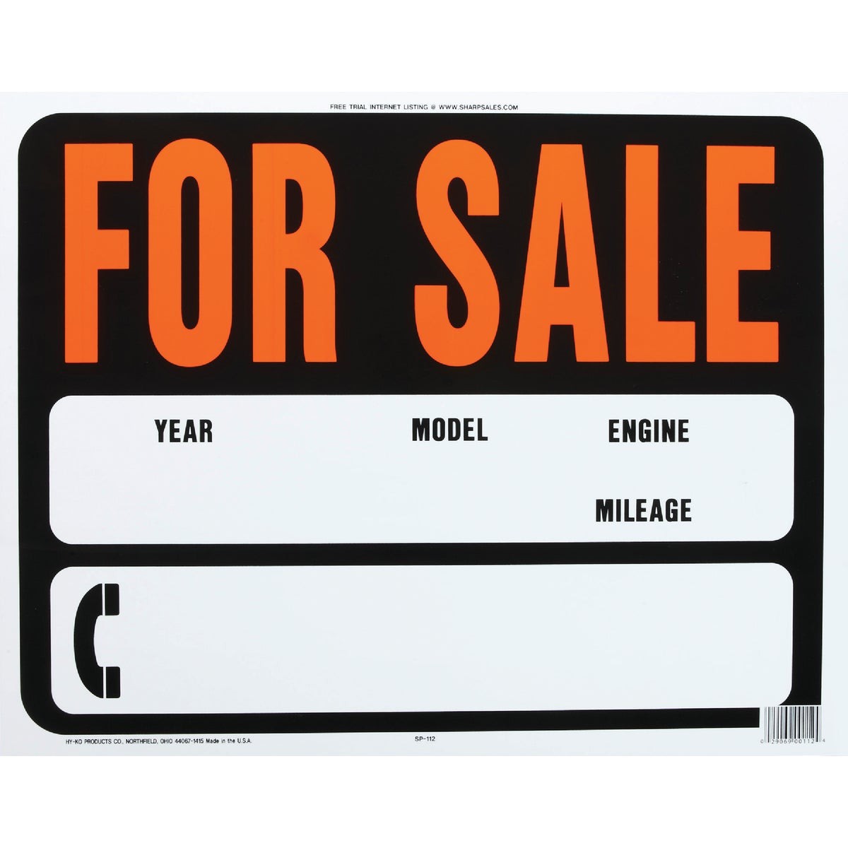 Hy-Ko 15×19 Heavy Gauge Plastic Sign, For Sale SP-112 Pack of 5 Hy-Ko SP-112