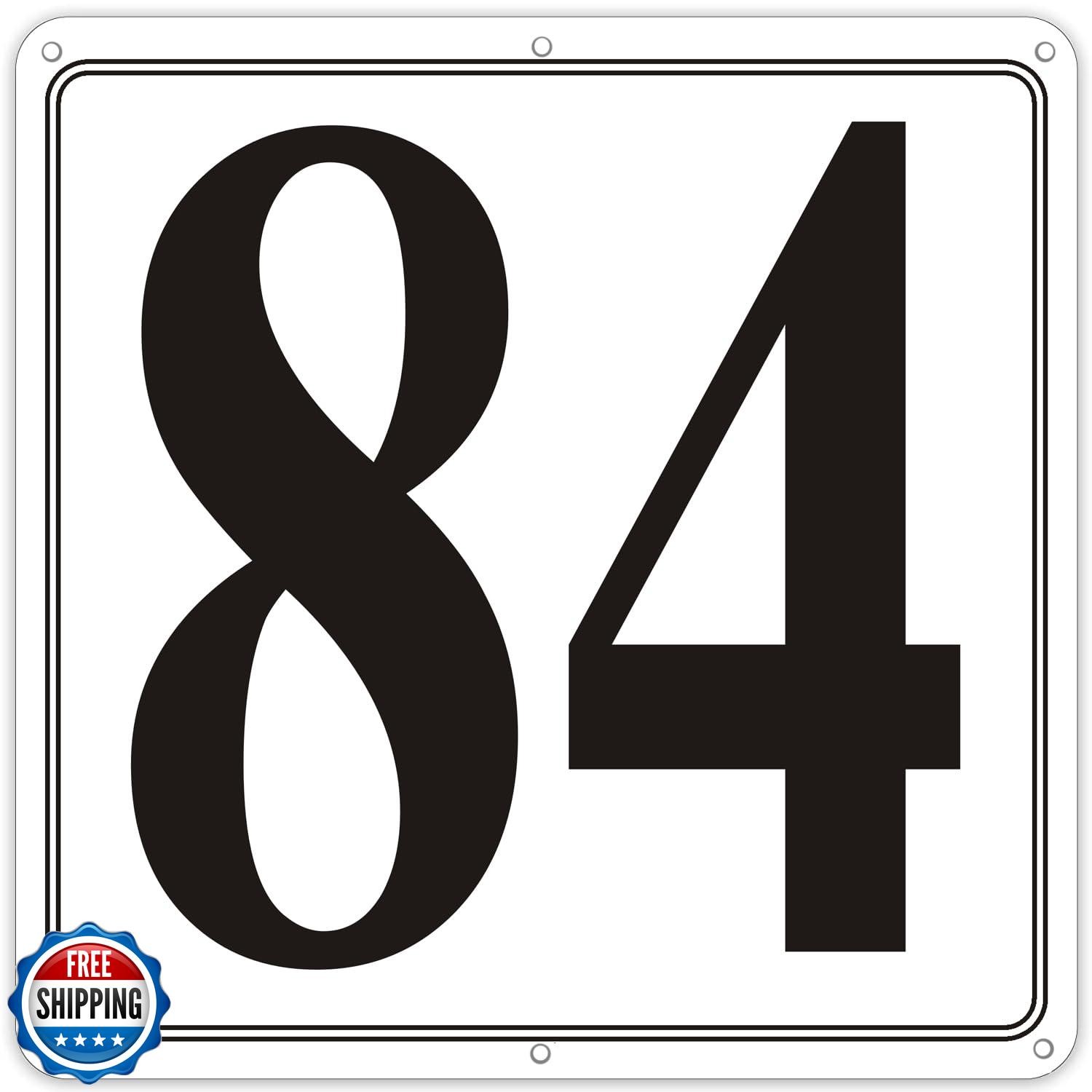 i-CowFun Premium Metal Number Signs 84 – Aluminum 12″ X 12″ Parking Spot Numb