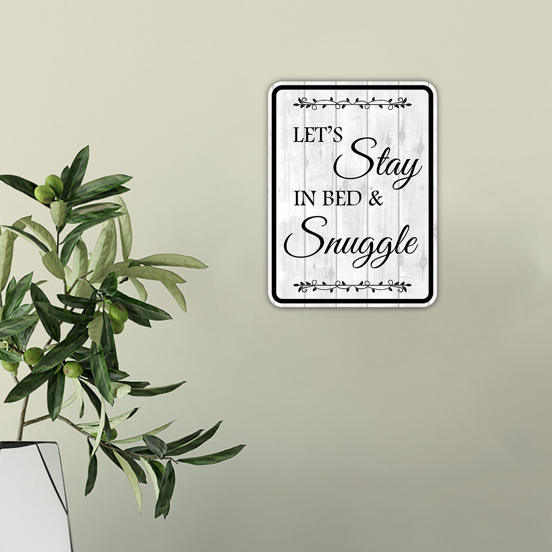 Portrait Round Plus Let’s Stay In Bed & Snuggle Wall or Door Sign
