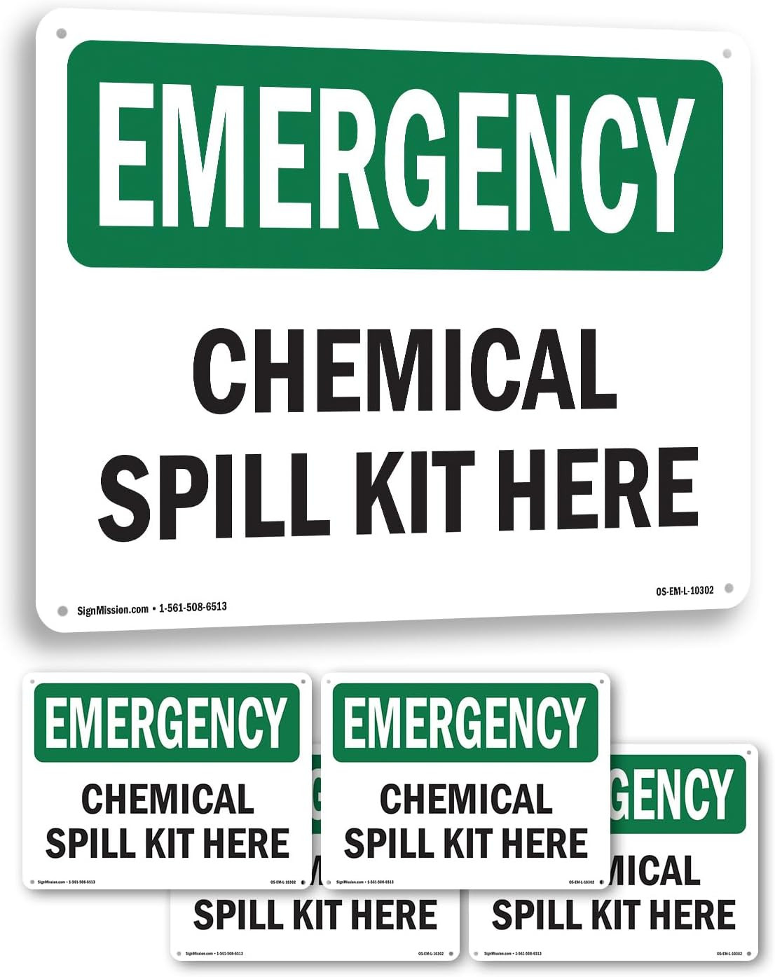 Chemical Spill Kit Here OSHA Emergency Aluminum Sign 24 Inch X 18 Inch – 5 Pack
