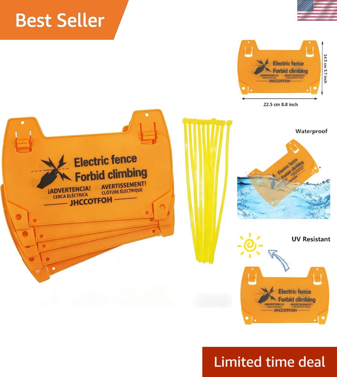 High-Visibility 5-Pack Electric Fence Warning Signs – Protect Your Property