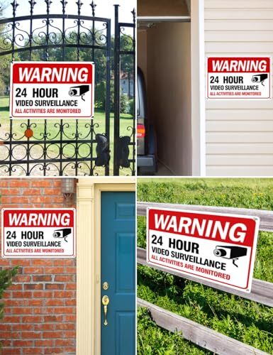 4 Pack 12x8Inch Video Surveillance Sign Rust Free Aluminum Security Camera Sign