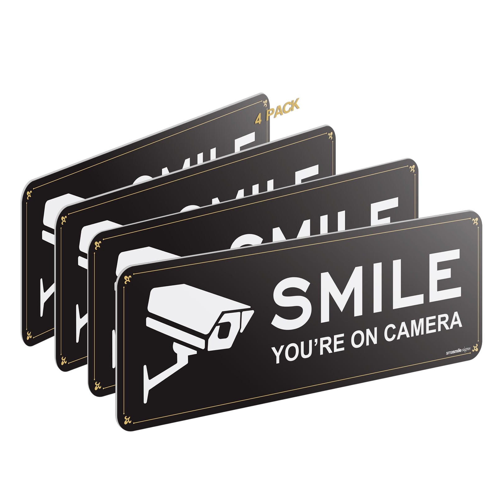 Smile Your on Camera Signs 4 Pack 9″ x 3.1″ Acrylic Camera Signs for Home Sec…