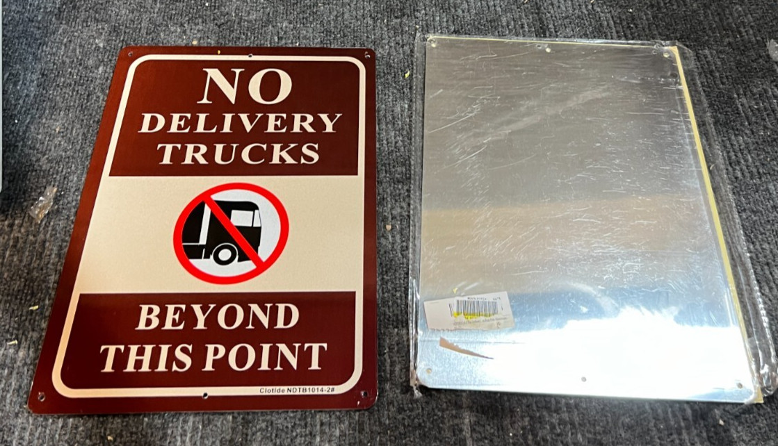 (QTY 3) No Delivery Trucks Beyond This Point Sign 10” x 14” Aluminum Sign