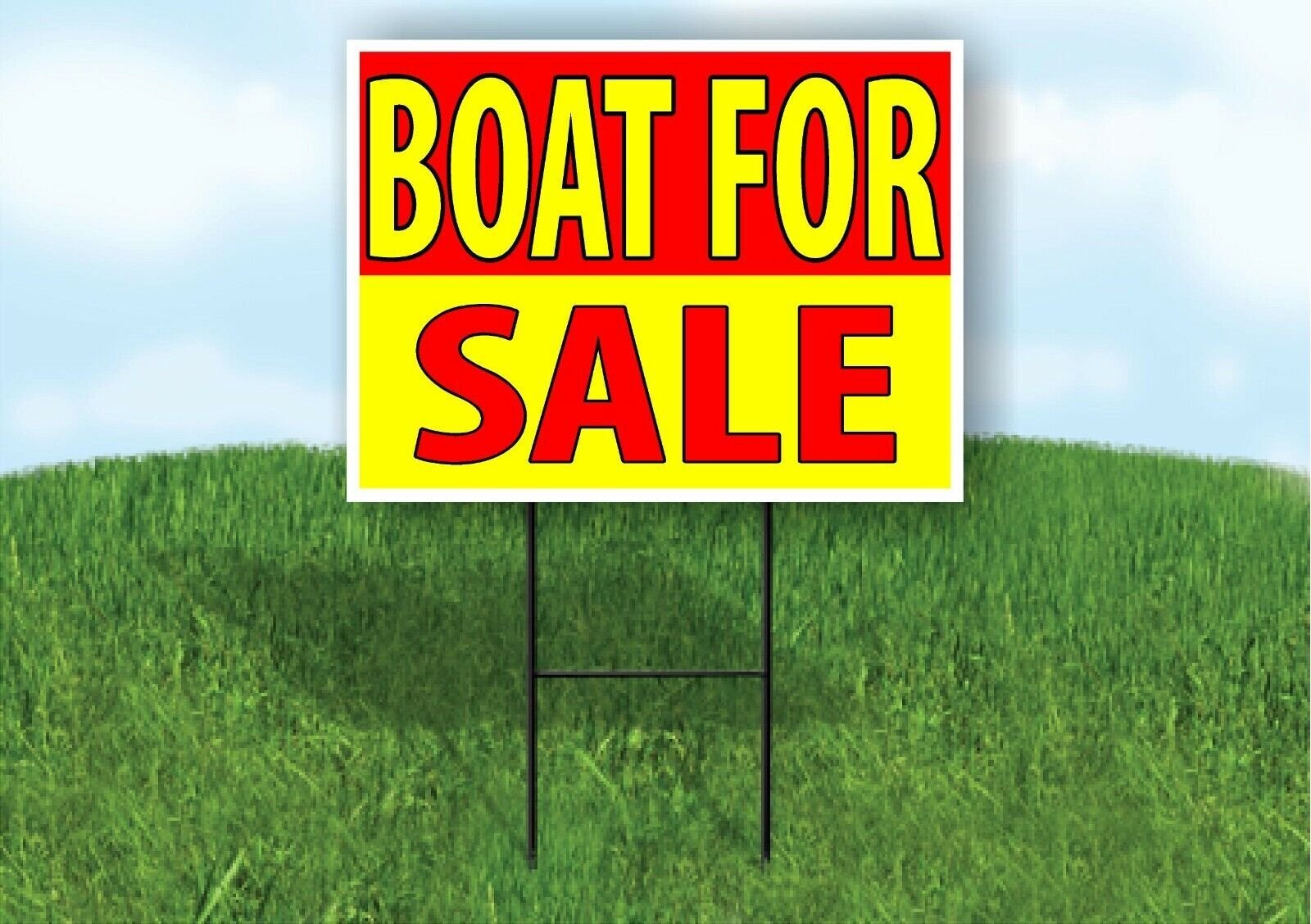 BOAT FOR SALE RED YELLOW Plastic Yard Sign ROAD SIGN with Stand