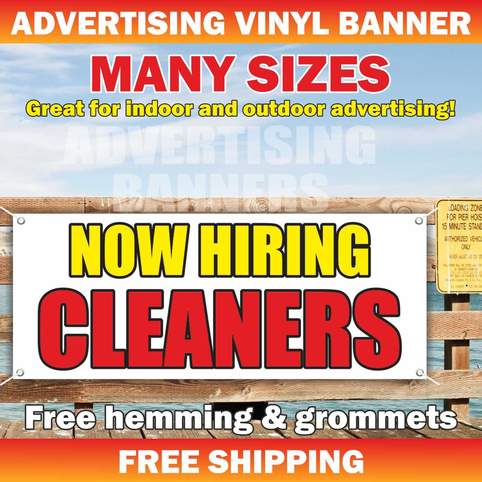NOW HIRING CLEANERS Advertising Banner Vinyl Sign Work Job Employment Service