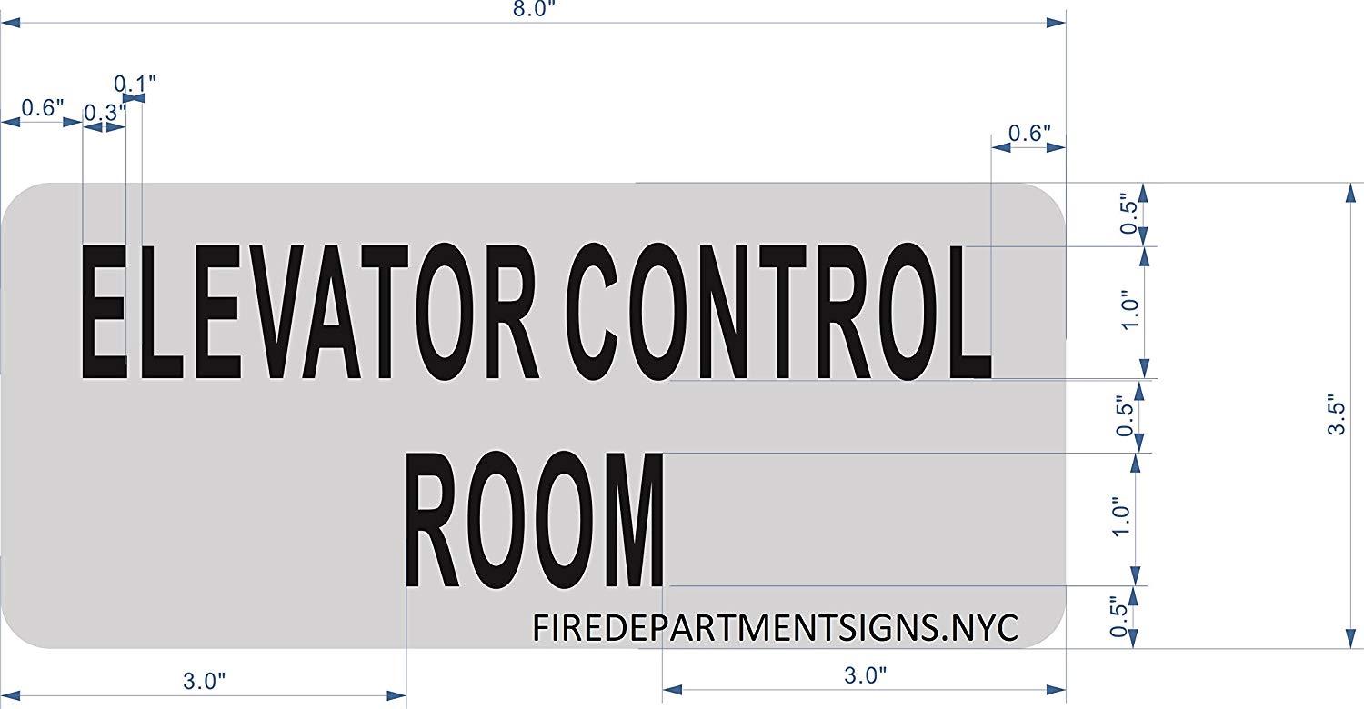 ELEVATOR CONTROL ROOM SIGN (BRUSH ALUMINIUM, 3.5X8 )- The Mont..-REF24-1027