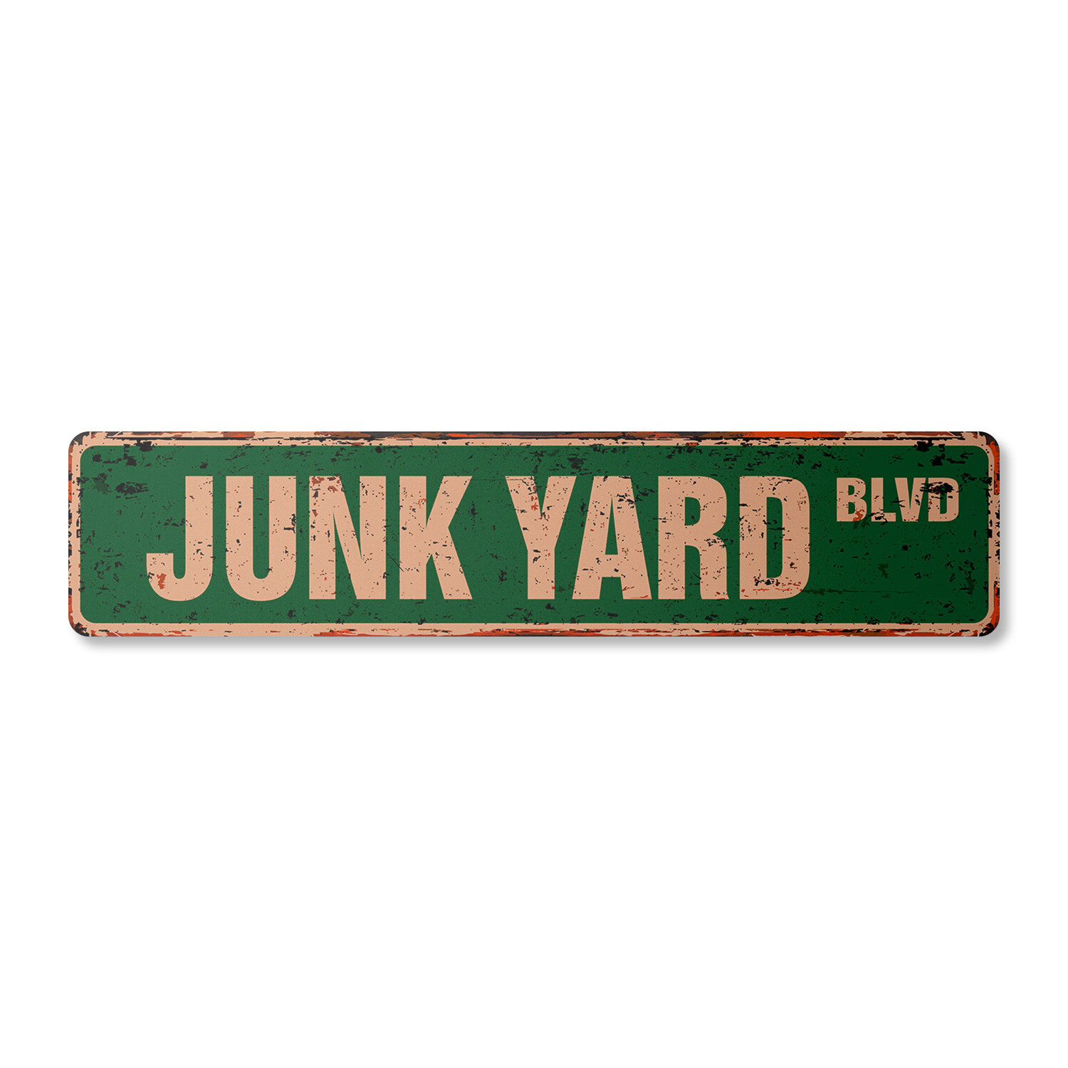 JUNK YARD Vintage Street Sign Metal Plastic car metal man junkman dog