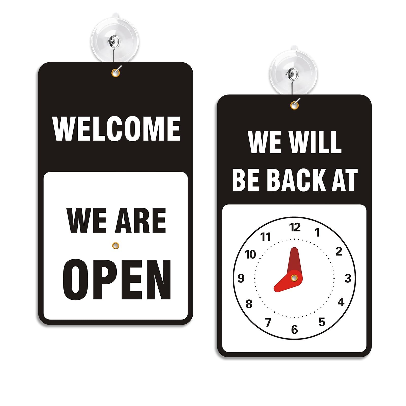 Open Signs for Business with Suction Cups, “We Will Be Back – Welcome We a