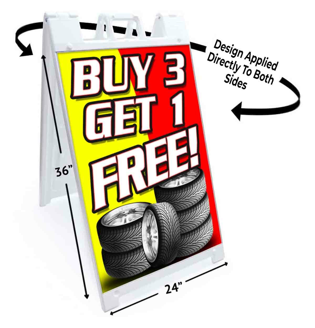Buy 3 Get 1 Free Tires Signicade 24×36 A Frame Sidewalk Sign Double Sided