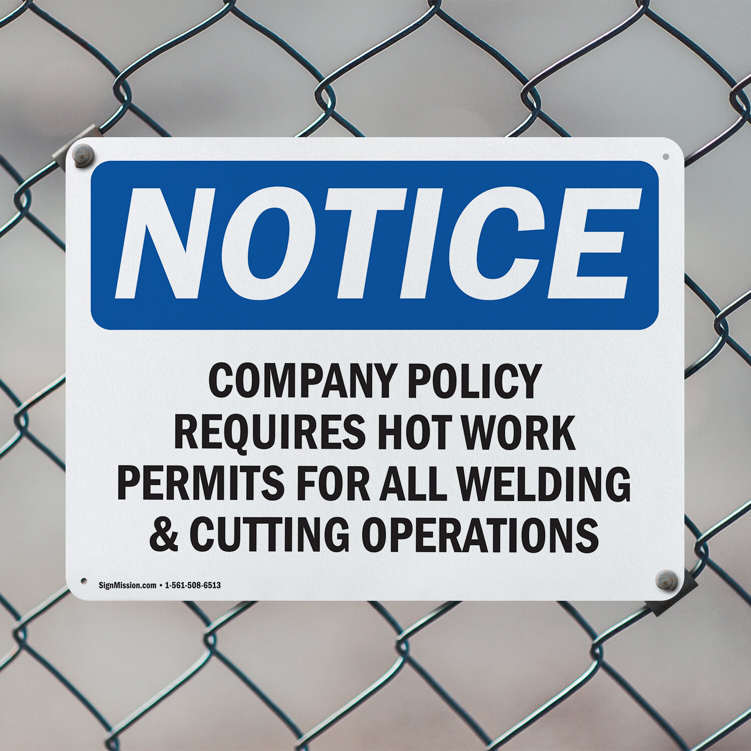 (2 Pack) Company Policy Requires Hot Work Permits OSHA Notice Sign Decal Metal