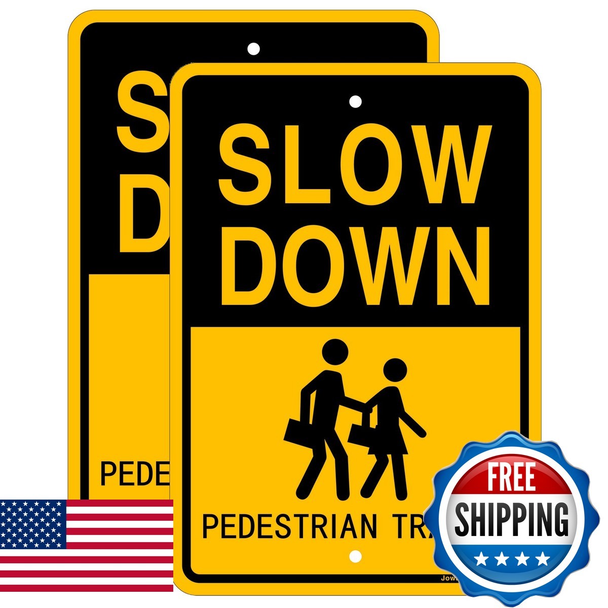 Jowanyo Slow Down Pedestrian Traffic Sign,17 x 12 inches,Reflective Aluminum,UV