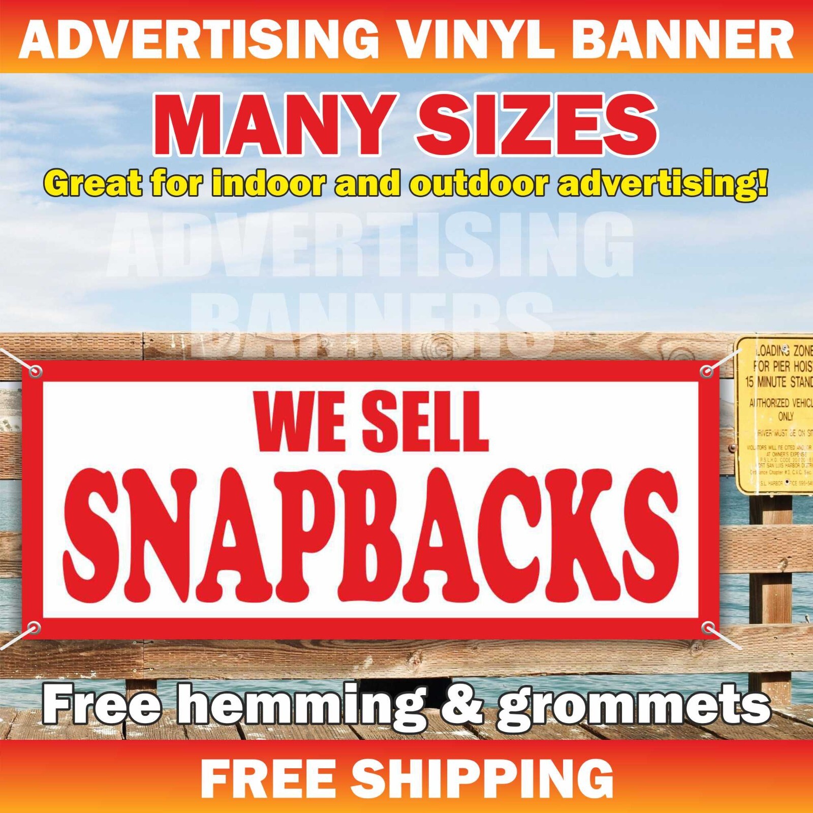 WE SELL SNAPBACKS Advertising Banner Vinyl Mesh Sign Flag Many Sizes