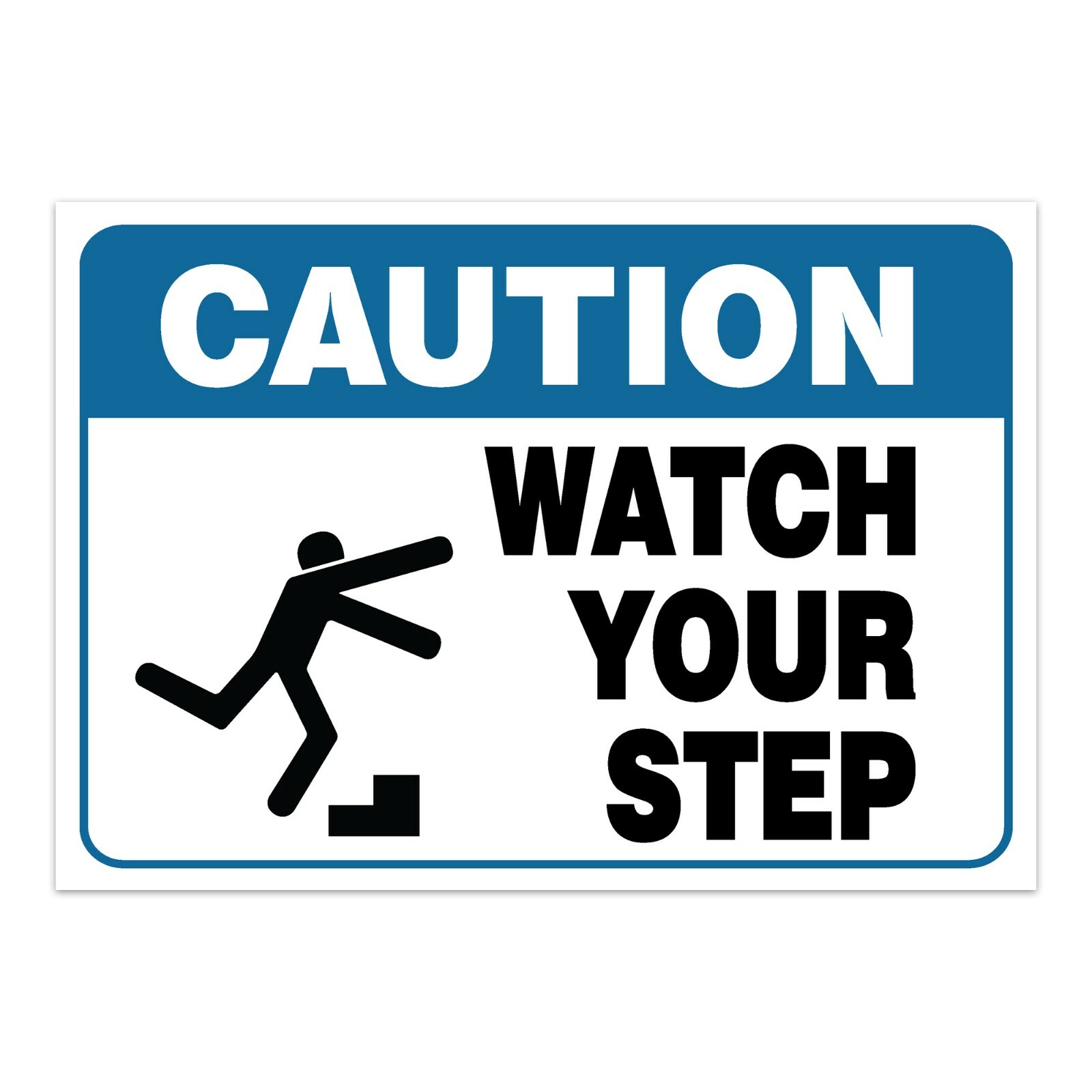 CAUTION Watch Your Step Decal Anti-Slip Sign Watch Your Step Vinyl Decal Blue