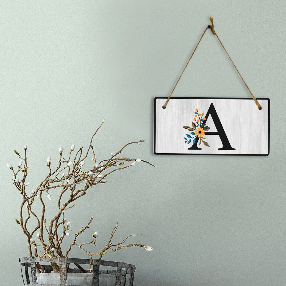 A Flower Decor 5×10 Hanging Wall or Door Sign | Alphabet Letter Room Decoration