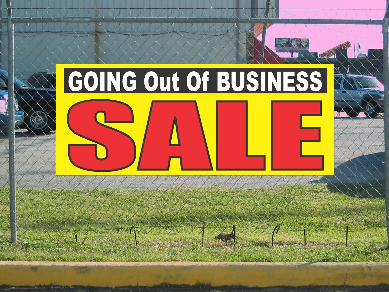 GOING OUT OF BUSINESS SALE Banner Sign NEW Yellow Red & Black