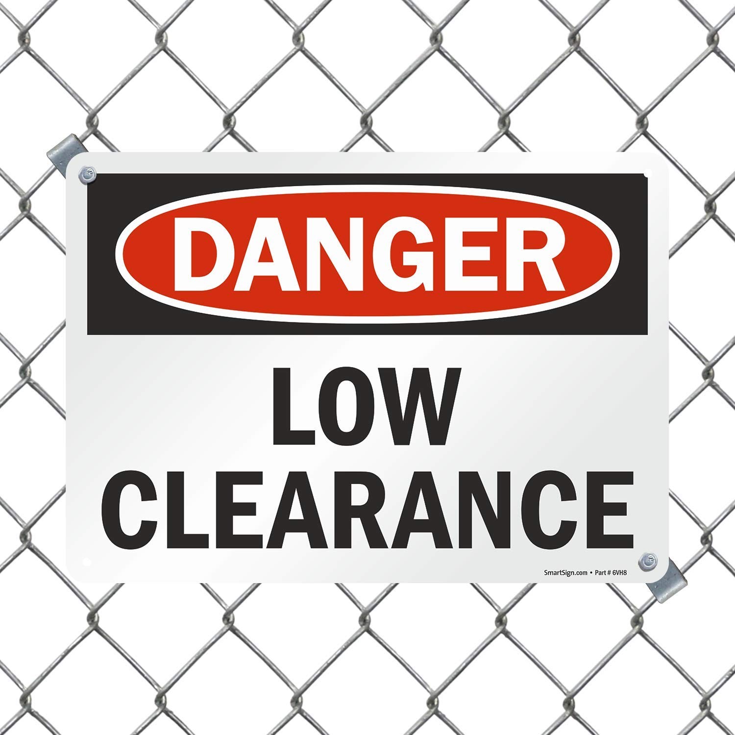 Danger Low Clearance Sign Wall Caution Metal Aluminum Plaque 10×14 Inch