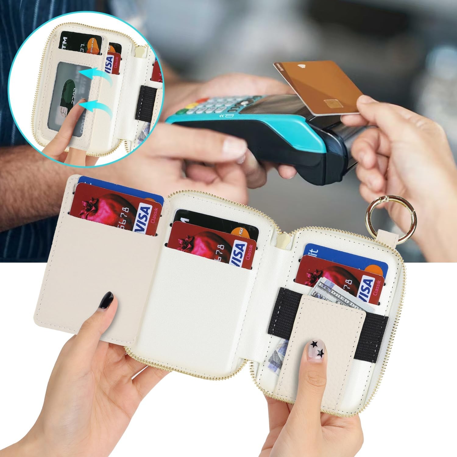 Cavor Compatible with MagSafe Wallet Genuine Leather Cash Wallets for Women, …