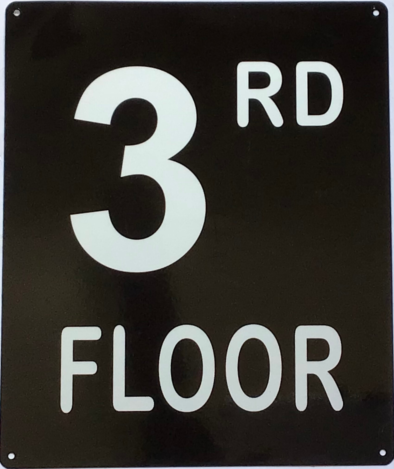 3RD FLOOR SIGN (10X12, Black Background, Aluminum)-REF24-1027