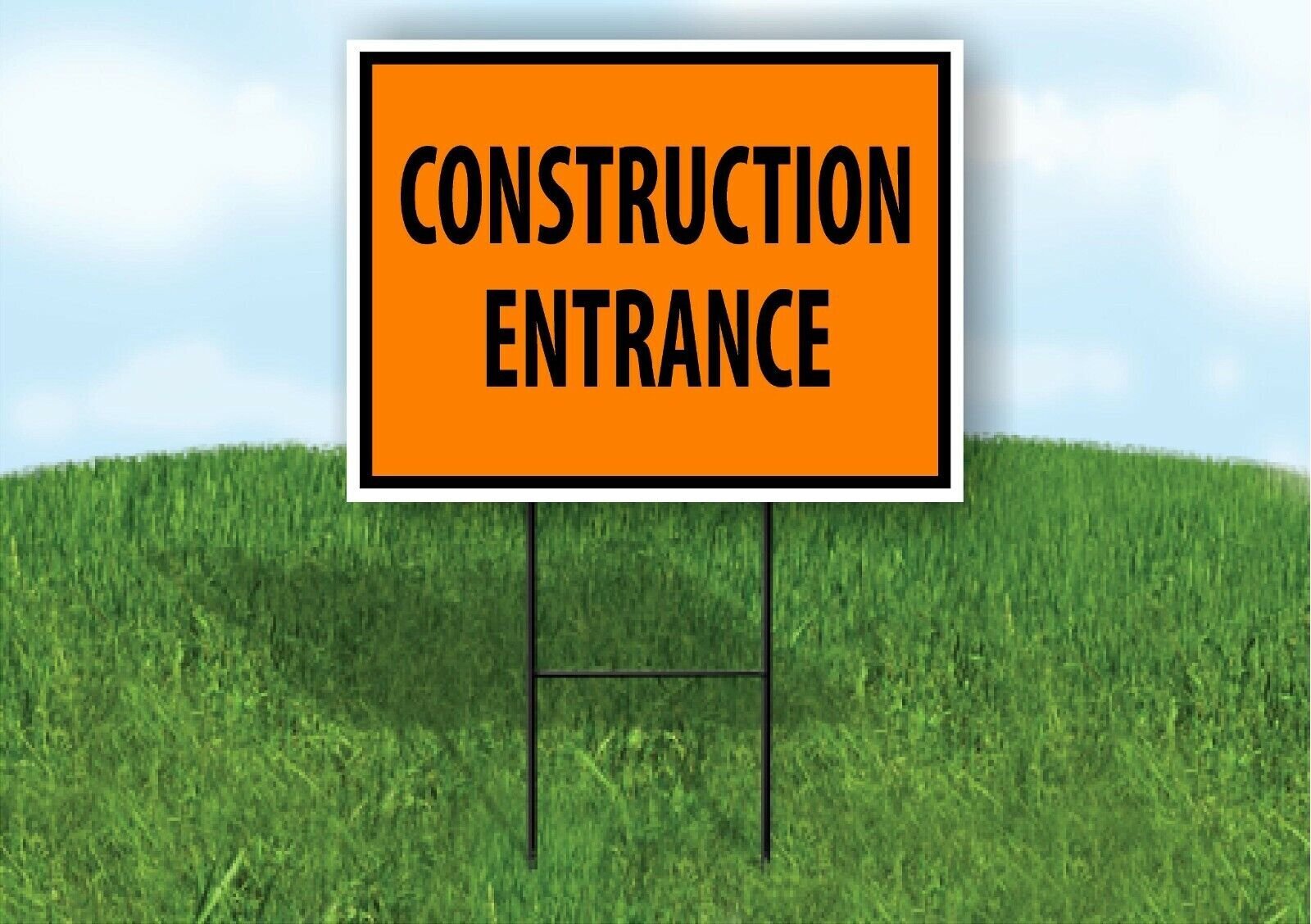 construction ENTRANCE SAFETY ORANGE OSHA Plastic Yard Sign ROAD SIGN with Stand