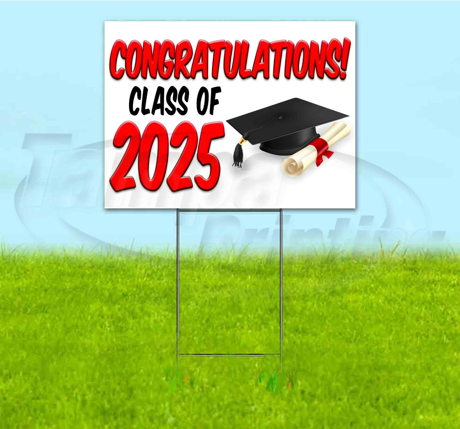 CONGRATULATIONS CLASS OF 2025 18×24 Yard Sign WITH STAKE Corrugated Bandit GRADS