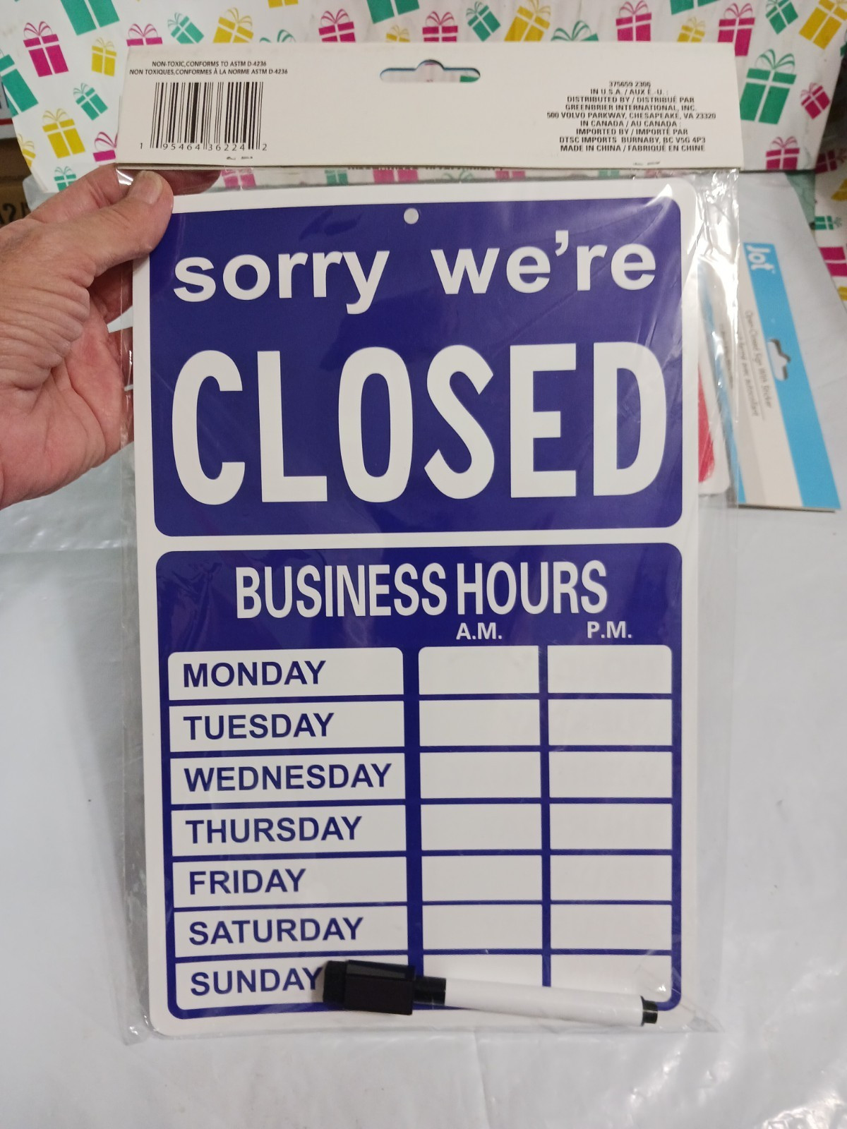Open Closed and Business Hours Sign Kits. You get both. 11 1/4 x 7 1/4 Dry erase
