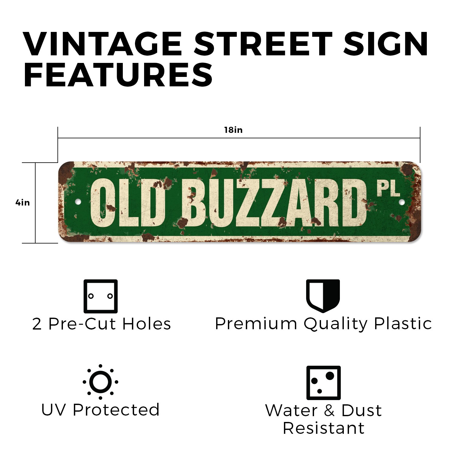 OLD BUZZARD Vintage Style Street Sign Metal Plastic retired man old timer