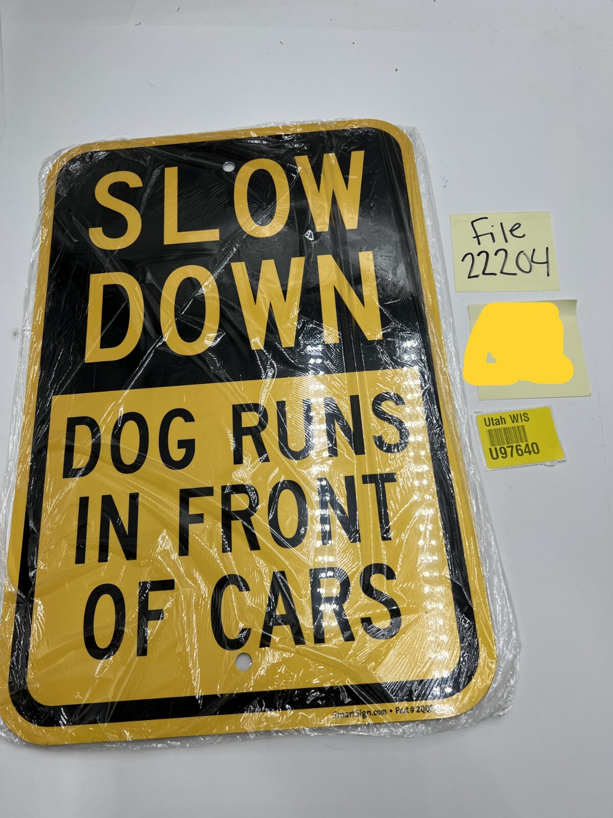 QTY 3 SmartSign K-9324-AL-12×18 Slow Down Dog Runs In Front Of Cars Sign 12 x 18