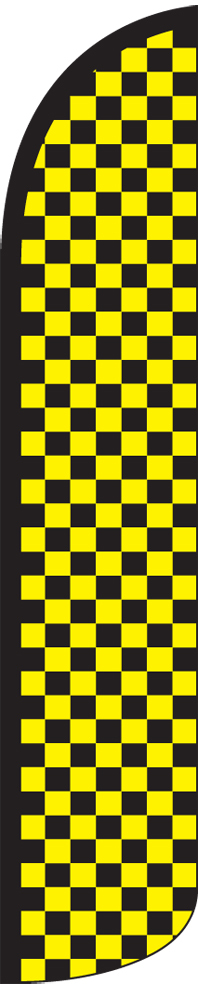 Checkered Yellow/Black 15′ Tall Windless Swooper Feather Banner Flag & Pole Kit