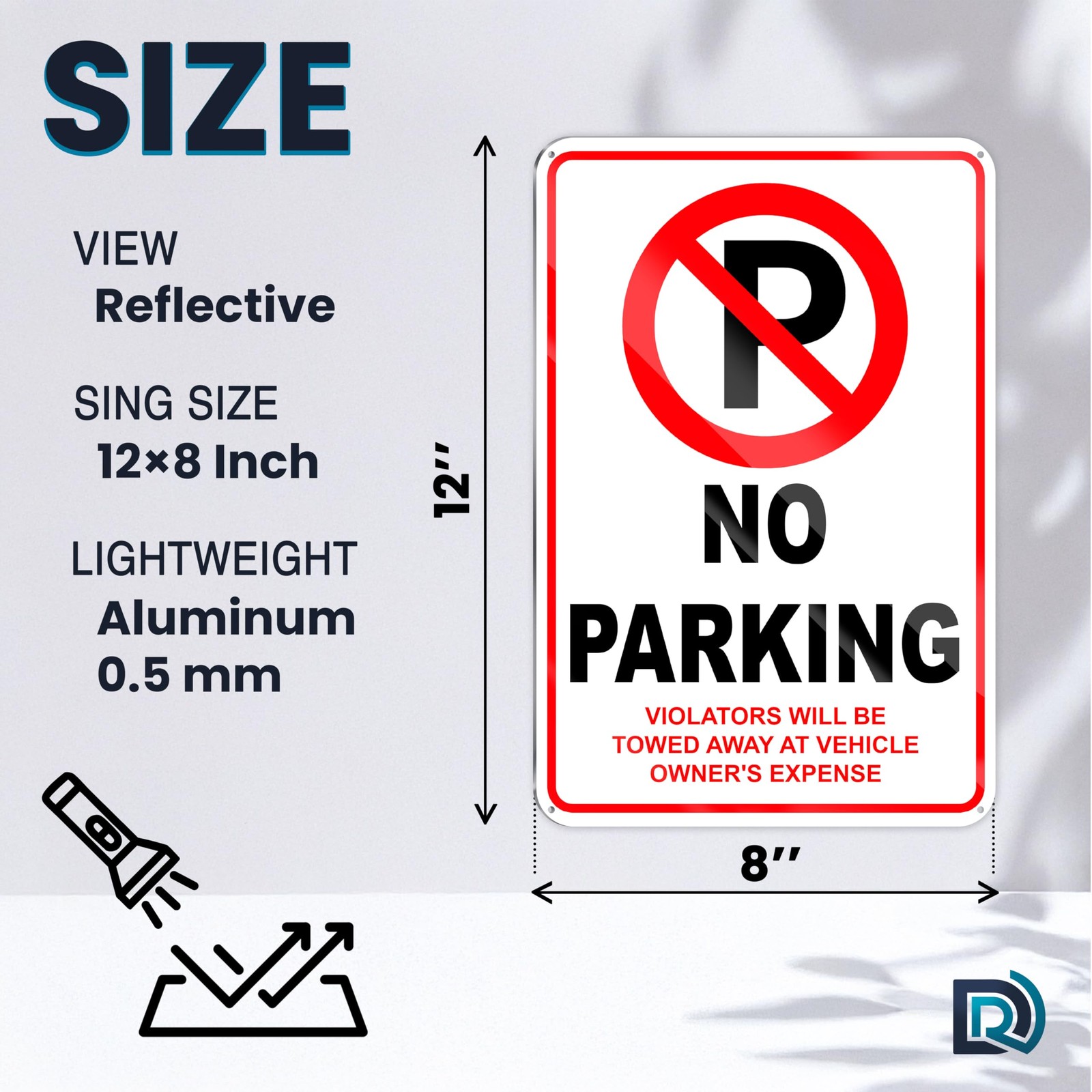 No Parking Sign, 8×12 Reflective Aluminum Private Property No Parking, Violat…