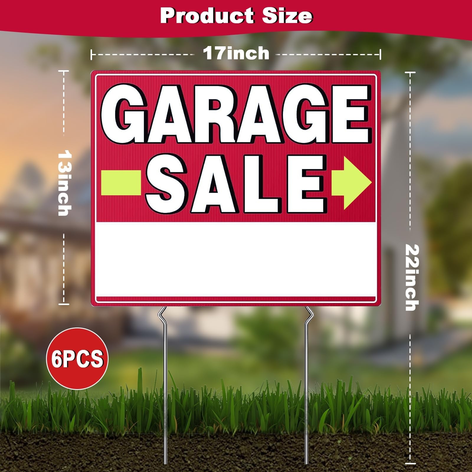 Garage Sale Signs, 17″ x 13″, 6 Pcs Double Side Garage Sale Sign with Stakes …