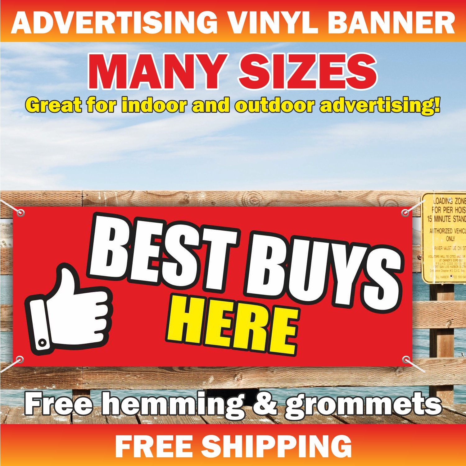 BEST BUYS IN TOWN Advertising Banner Vinyl Mesh Sign good fix sale price shop