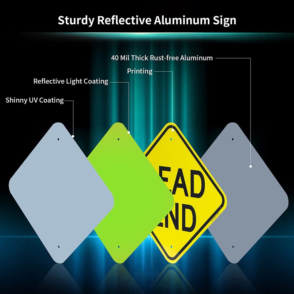 Dead End Signï¼Œ- 12″x 12″ – .040 Aluminum 12” x 12”, Reflective Yellow