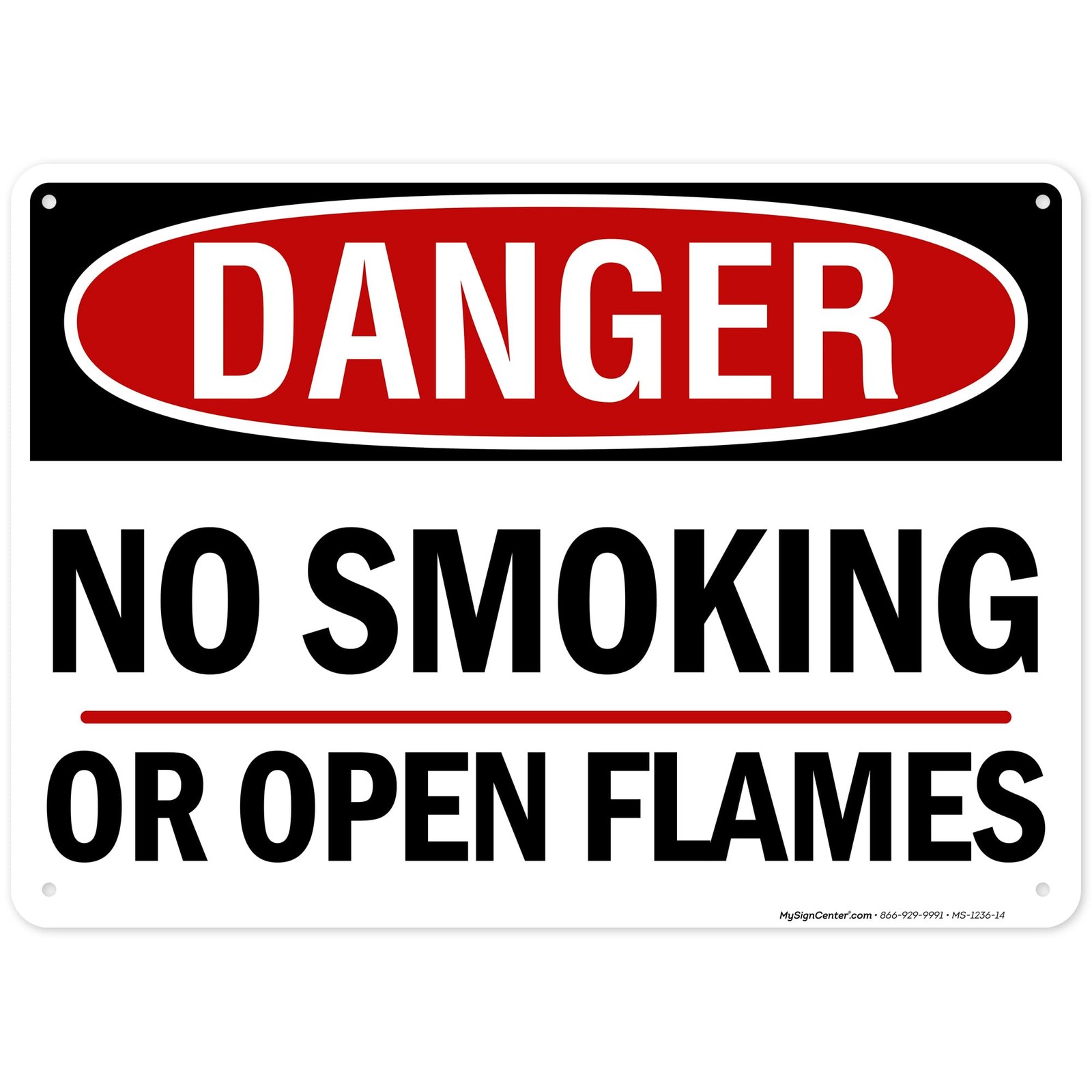 Danger No Smoking or Open Flames Sign, 10×14 Inches, Rust Free .040 Aluminum,…