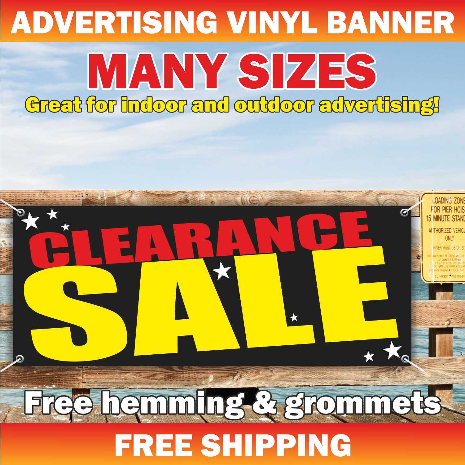 CLEARANCE SALE Advertising Banner Vinyl Mesh Sign Discount Retail Store Shop