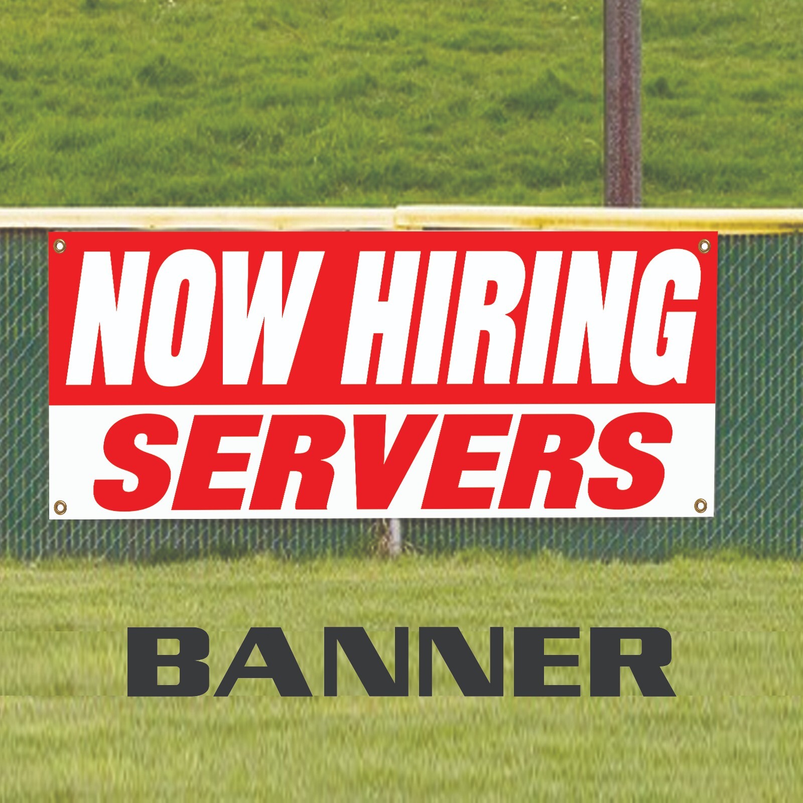 Now Hiring Servers Work Employment Job Advertising Vinyl Banner Sign
