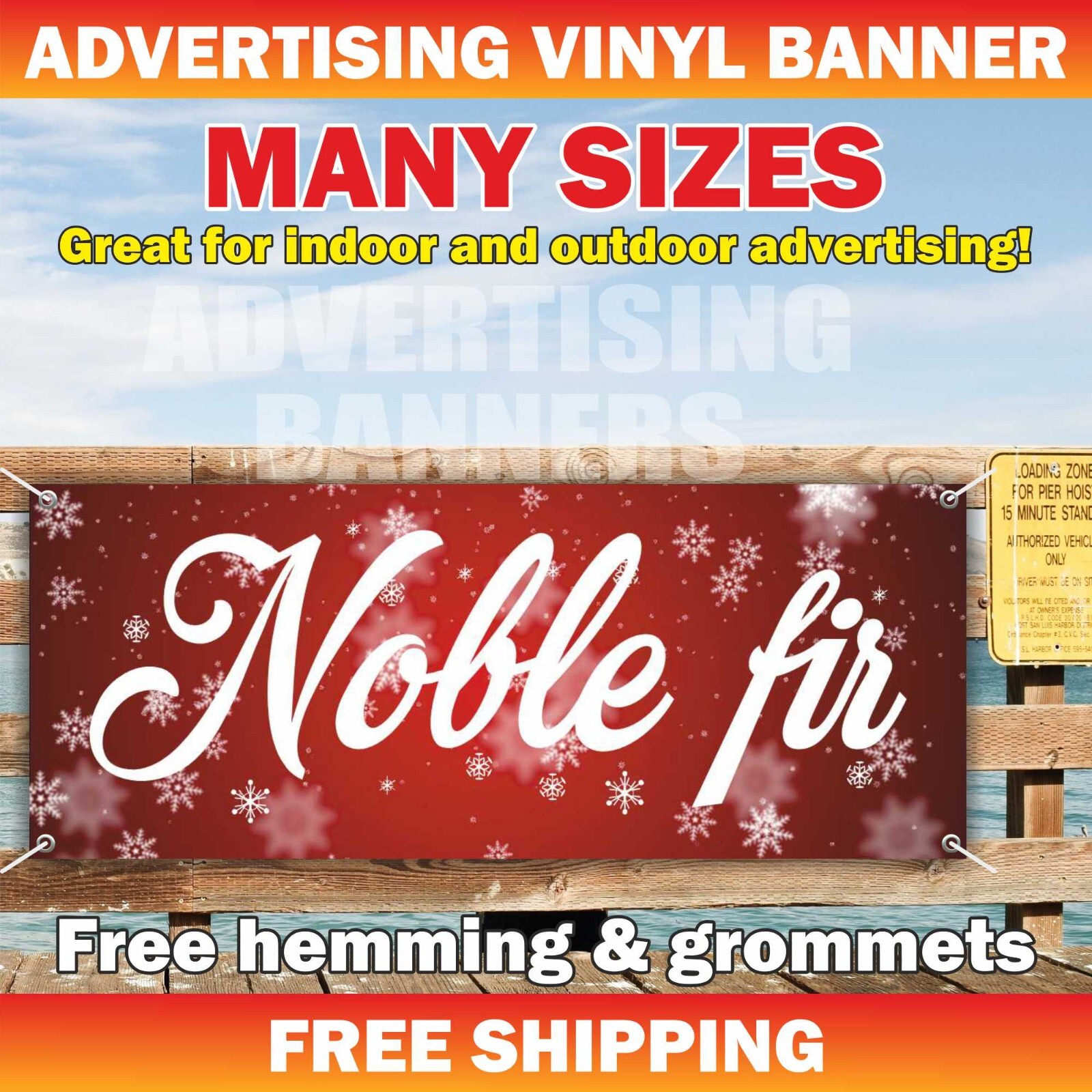NOBLE FIR Advertising Banner Vinyl Mesh Sign CHRISTMAS Tree Xmas BLUE SPRUCE