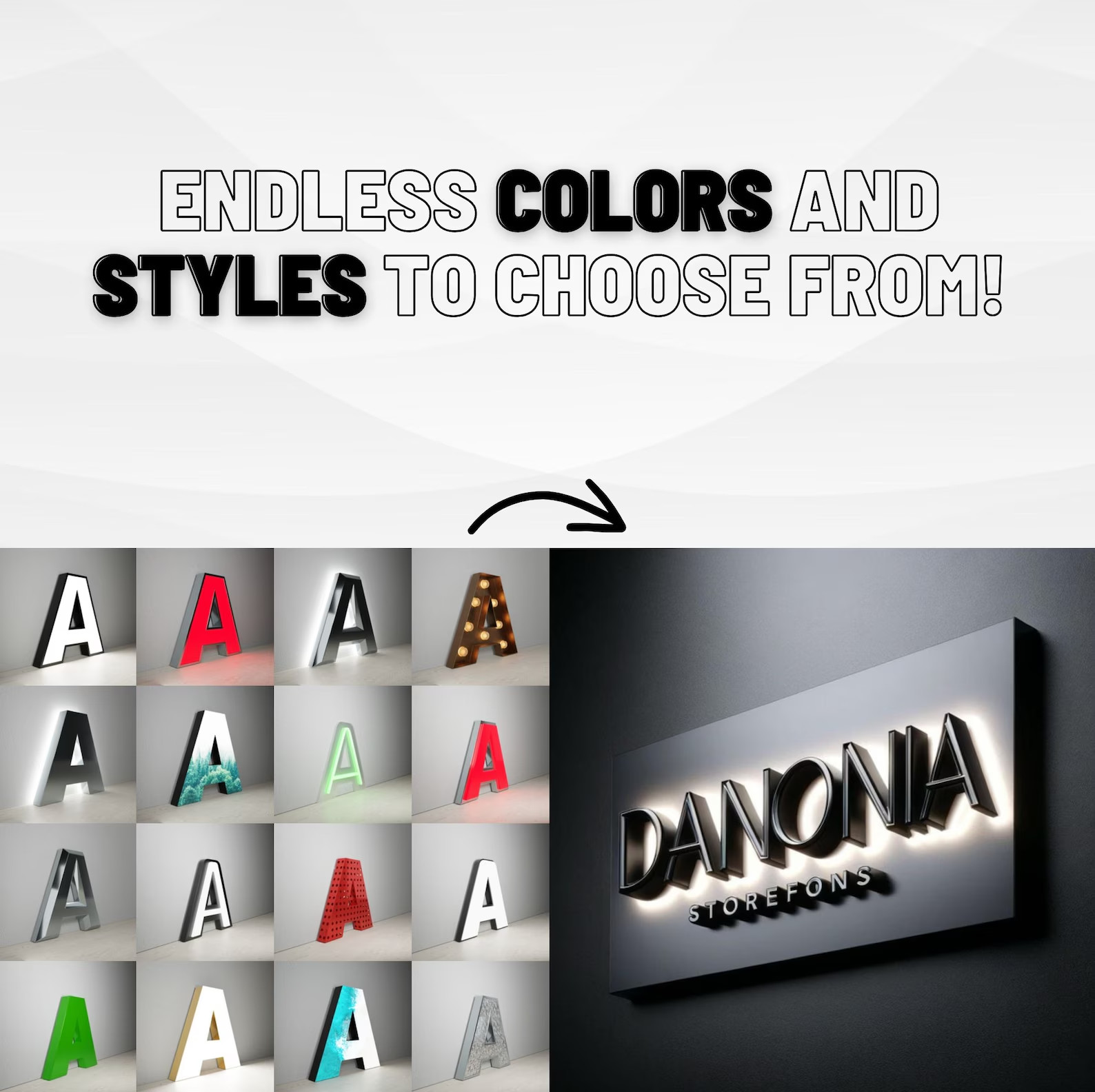 𝑵𝓙̶ Custom 3D Channel Letters LED Halo Lit Storefront Indoor Outdoor Sign