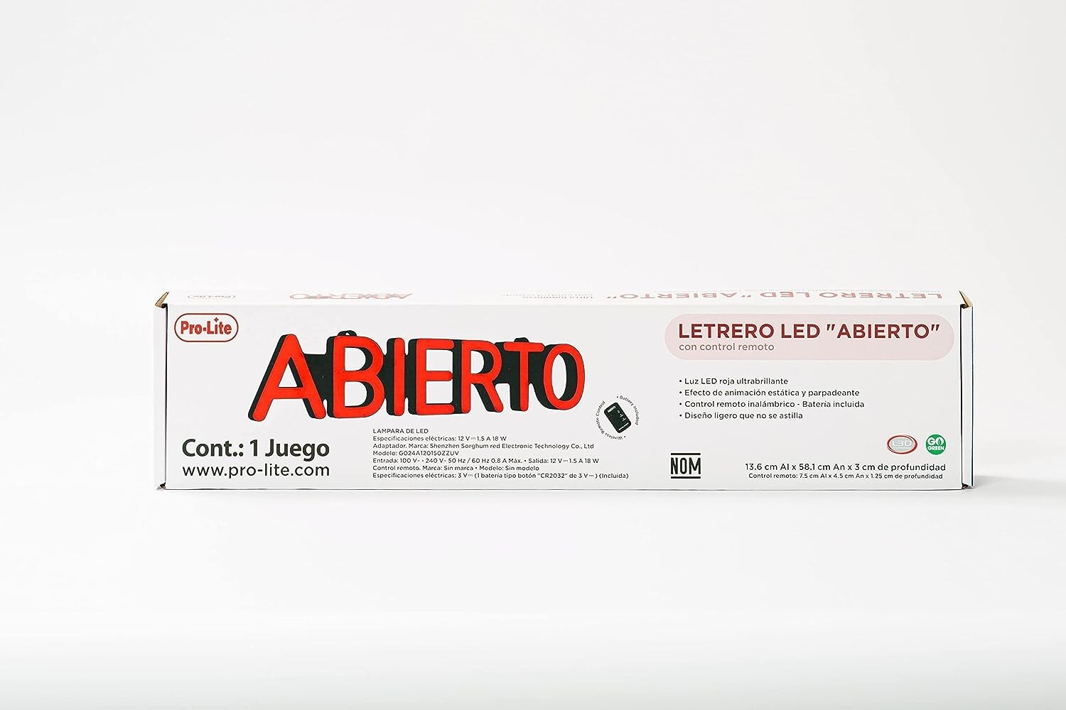 Pro-Lite ABIERTO LED OPEN Sign for with REMOTE CONTROL
