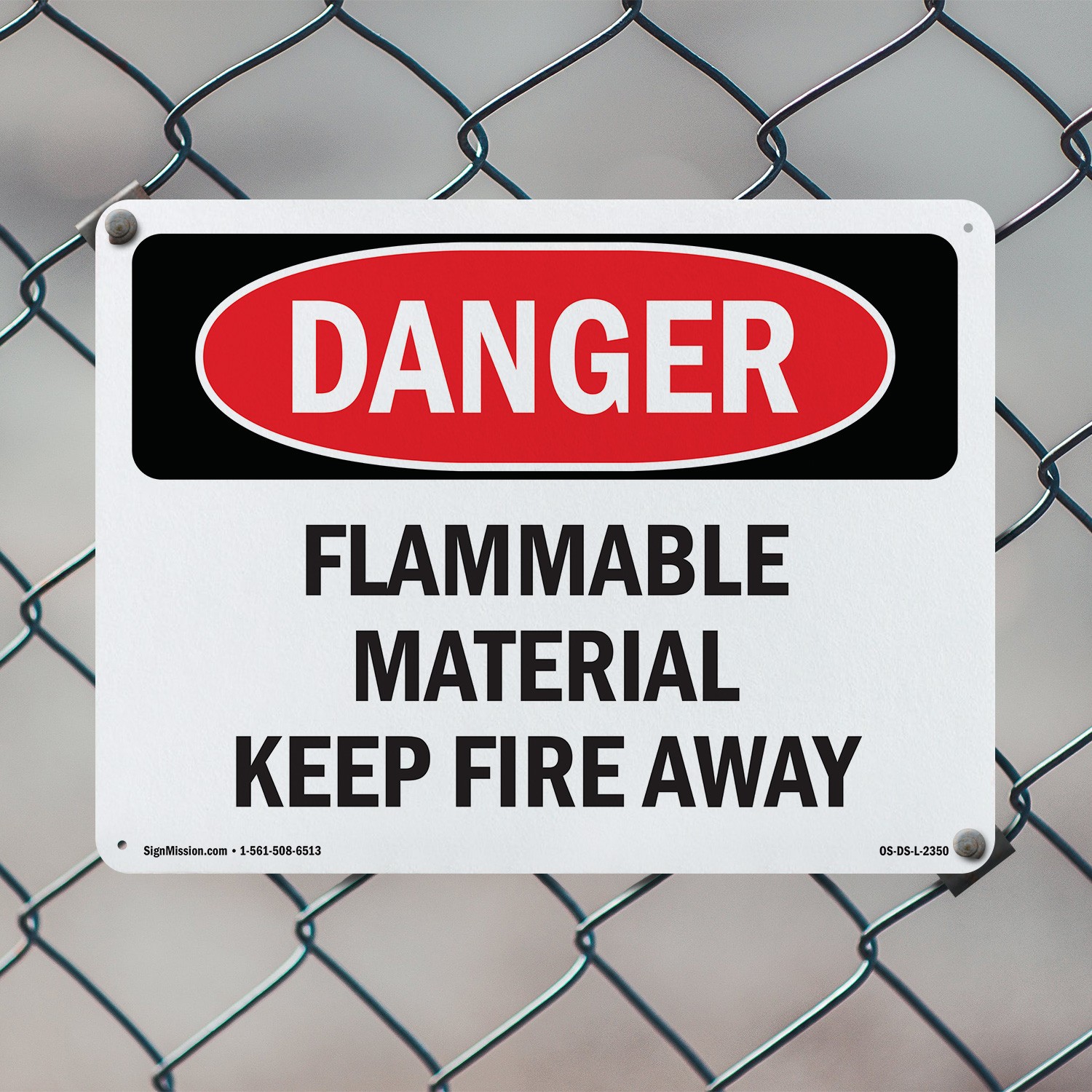 Flammable Material Keep Fire Away OSHA Danger Sign Metal, Decal – 5 or 10 Pack