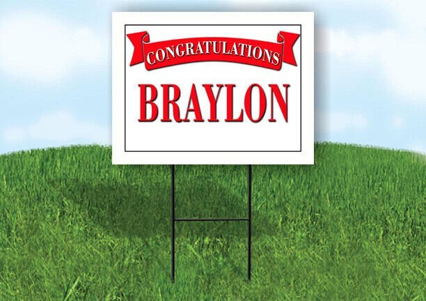BRAYLON CONGRATULATIONS RED BANNER 18in x 24in Yard sign with Stand