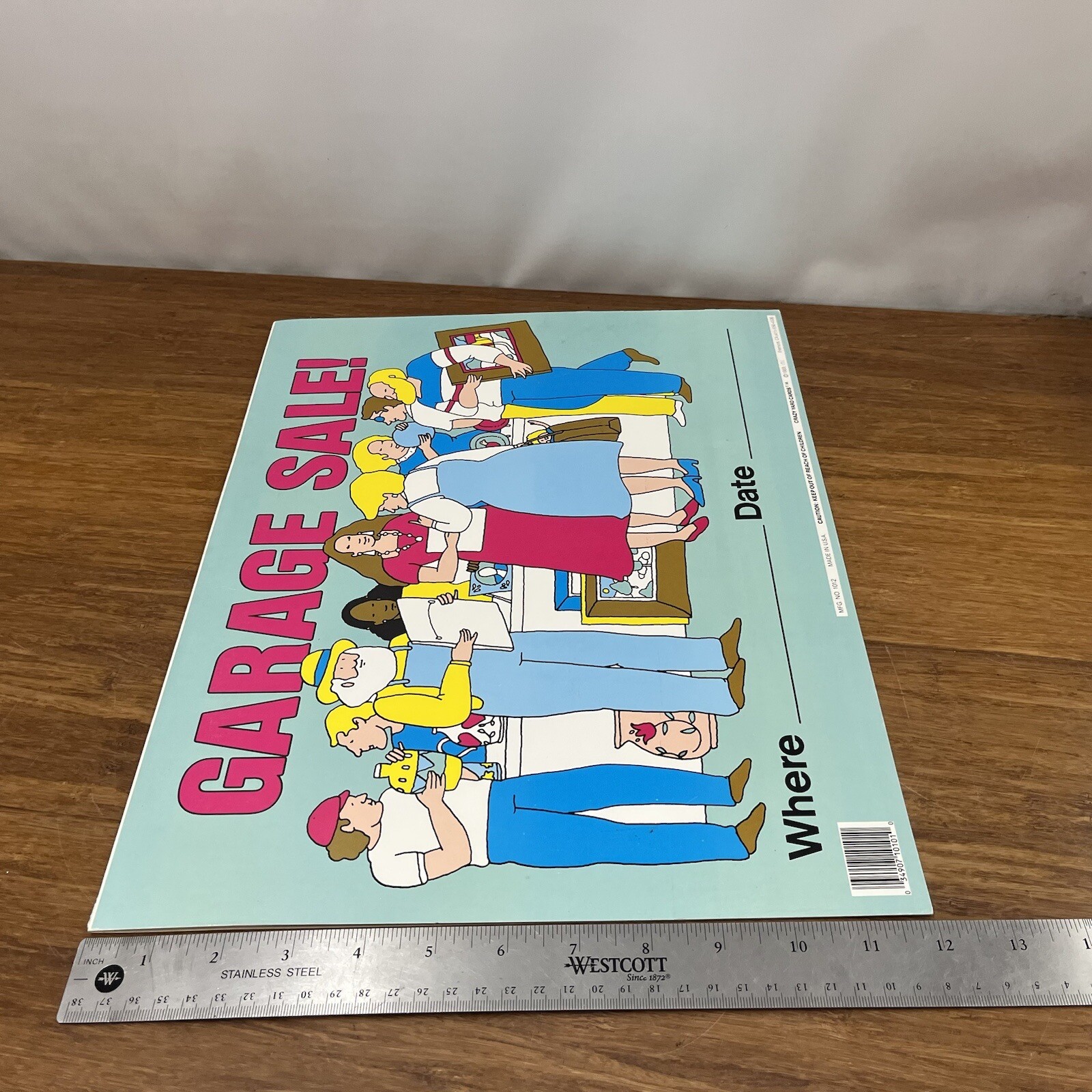 Vintage 1980s GARAGE SALE! Cardboard 1989 Banner Sign NEW Made in USA 2 Sided