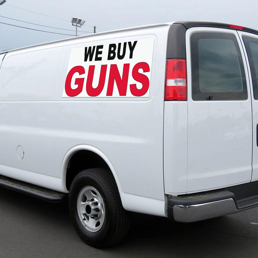 Car Magnet Set of 2 We Buy Guns Black Red B Car Advertising Industrial Sign