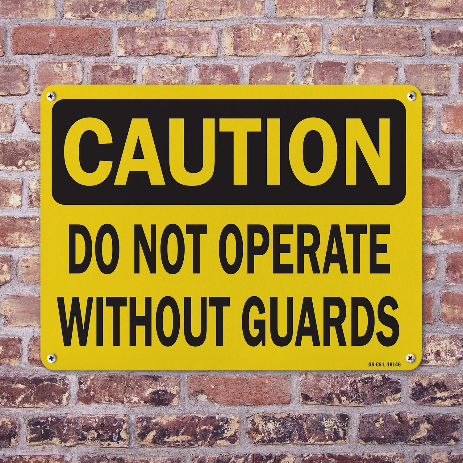Do Not Operate Without Guards OSHA Caution Sign Metal,, Decal 5 or 10 Pack