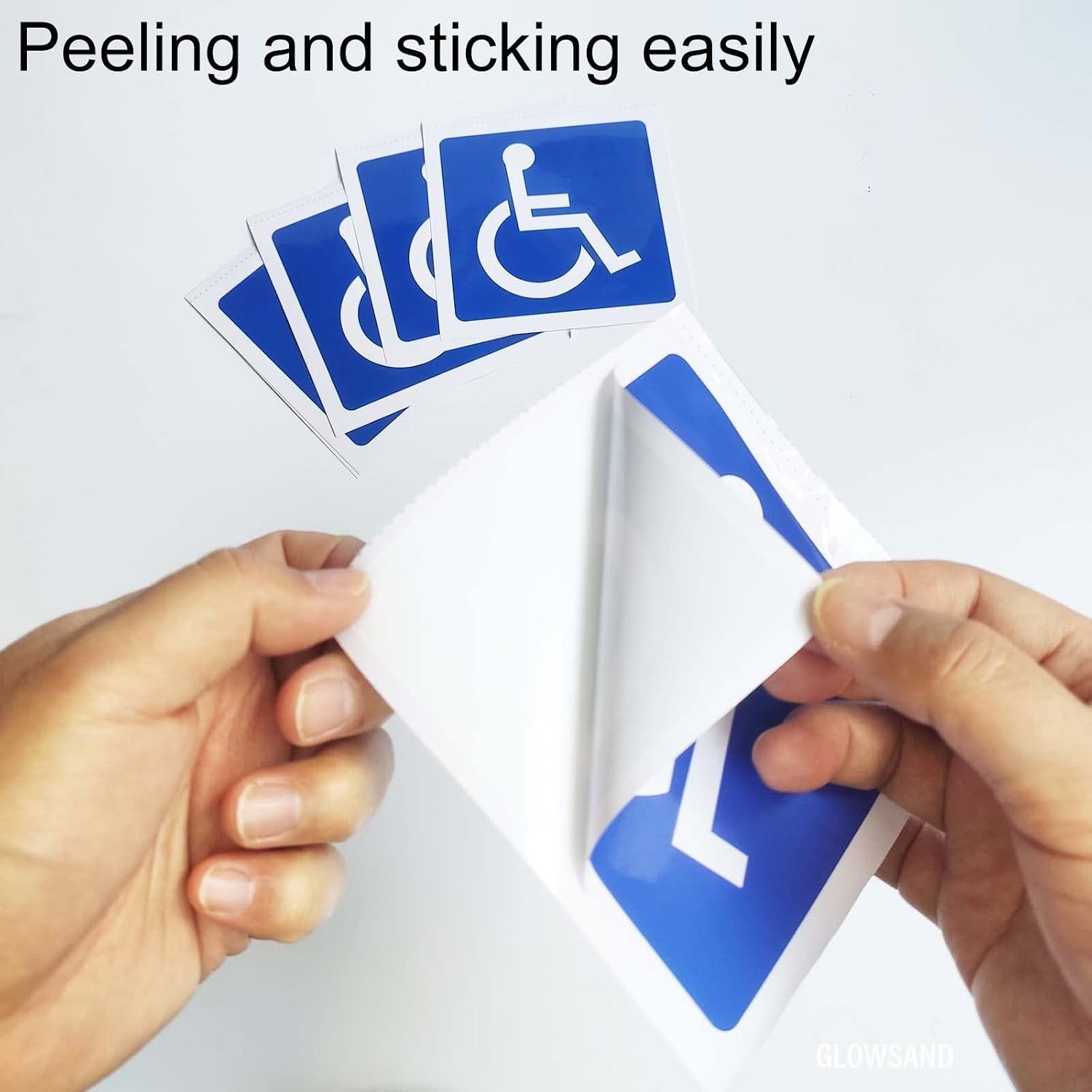 Handicap Sign Stickers 4.7×4.7 Inch Vinyl Laminated 5 Pack Indoor Outdoor