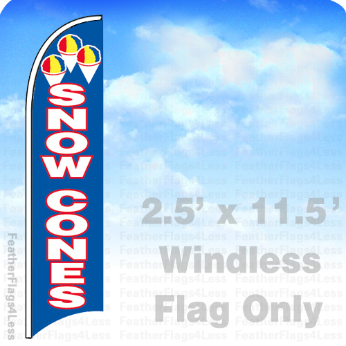 SNOW CONES – WINDLESS Swooper Feather Flag Banner Sign 2.5×11.5 – bb