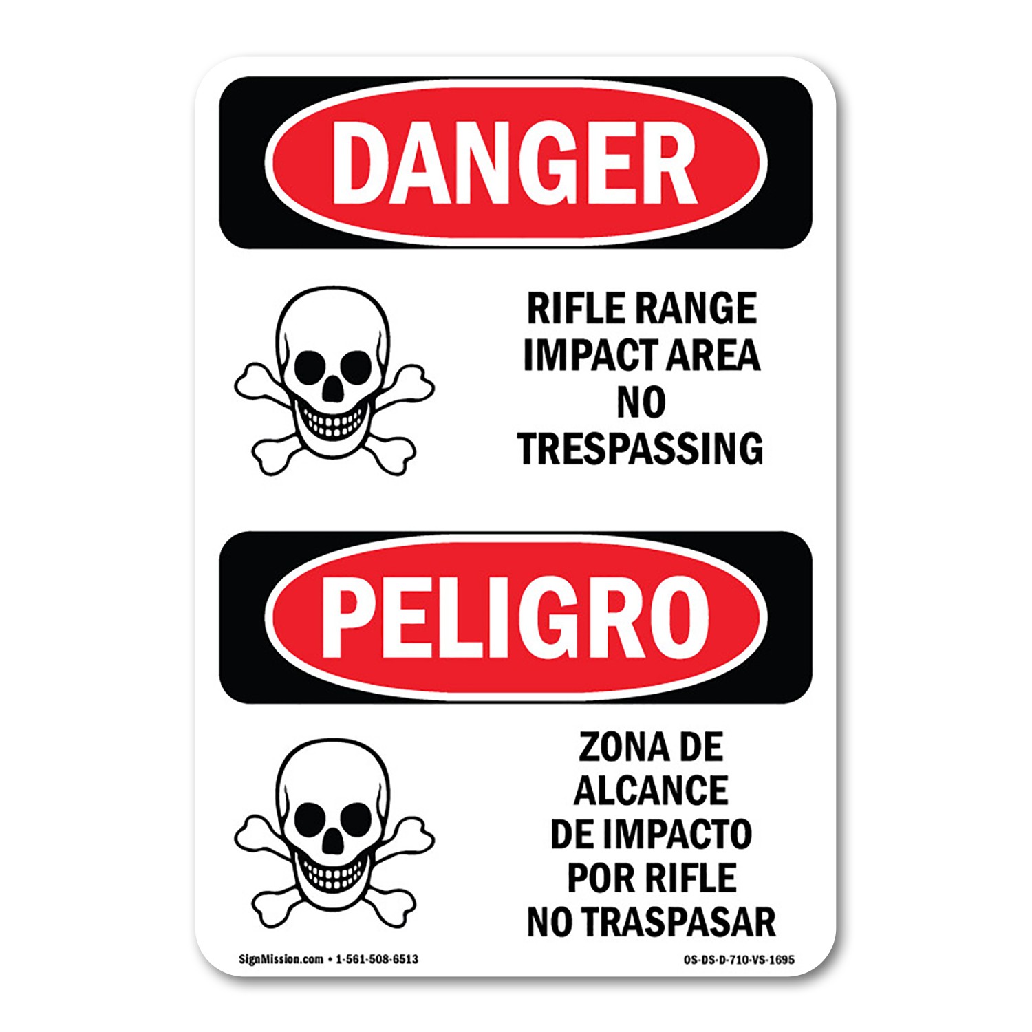 Rifle Range Impact Area No Trespassing ANSI Danger Sign Metal Plastic Decal