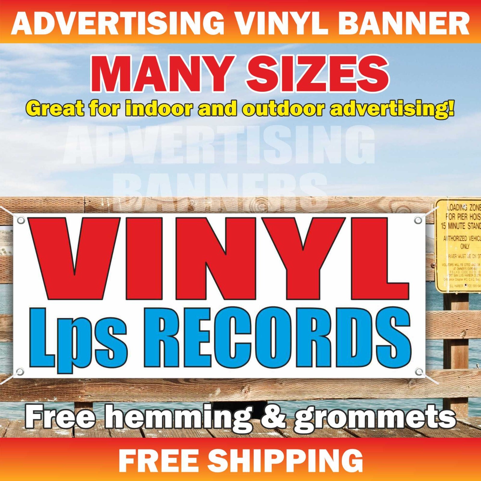VINYL LPS Records Advertising Banner Vinyl Mesh Sign COLLECTIBLE ANTIQUE SHOP